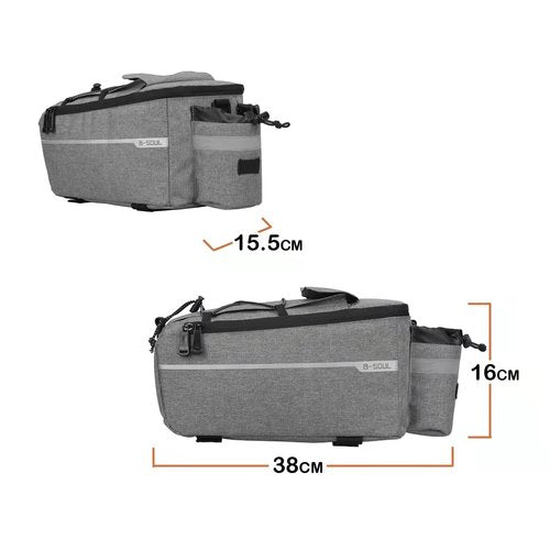 ZTZ Bike Rack Bag, Bicycle Rear Rack Storage Luggage, 8L Insulated Trunk Bag, Waterproof with Reflective Stripes (Black)