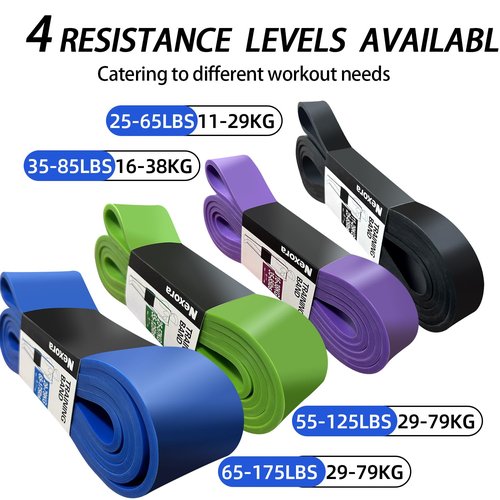 Heavy Duty Resistance Bands Set, 4 Resistance Levels 25-175LBS, 82 Inch Natural Rubber Workout Bands for Home Gym Travel, Fitness Bnds for Beginners to Pros, FBA