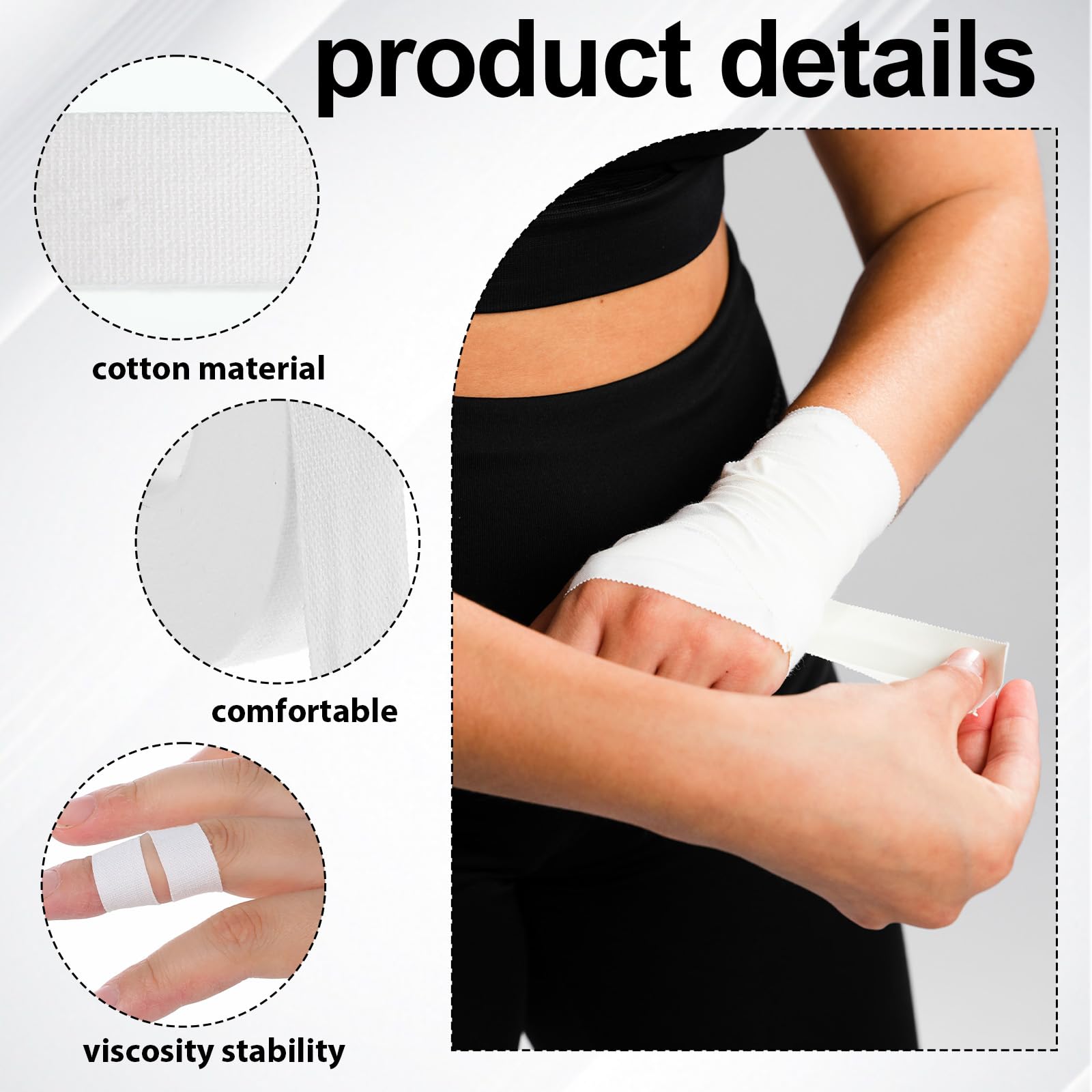 2 Rolls White Athletic Tape, Sport Finger Tape, Extra Strong Climbing Tapes 0.5-Inch X 32.8 Feet for Fingers Hands Toes Rock Climbing Volleyball Football