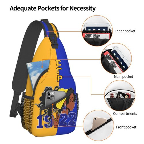 Sigma Gamma Sling Bag for Women Rho Sorority Gifts Lightweight Crossbody Daypack with Adjustable Chest Bag for Sports Travel, Hiking