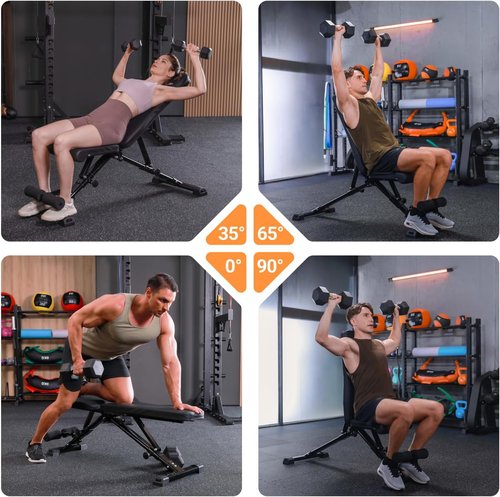 AIRHOP Adjustable Weight Bench - Enhanced Stability & Comfort | Includes AIRHOP Exercise Mats