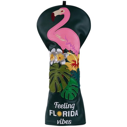 LZFAN Golf Club Head Covers Driver Fairway Wood Hybrid Golf Club Headcover Leather Protector Heavy Embroidered Colorful Jellyfish (Flamingo)