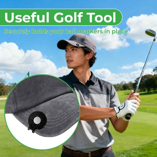 Criamolo 24 PCS Golf Hat Clips Magnetic Golf Ball Marker Holders for Golf Hats Pants Gloves Bags Visors Belts, Black Alloy Clips for Metal Golf Ball Markers (Markers Not Included)
