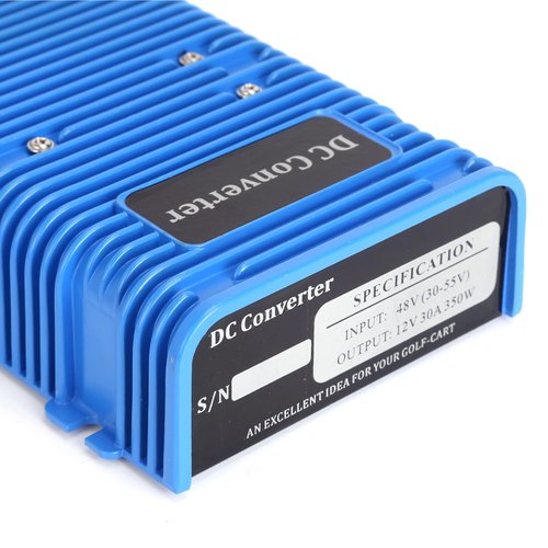 Universal Golf Cart Voltage Reducer DC Converter 36V or 48V to 12V 30 A 360W for EZGO Club Car Yamaha Golf Carts, with Power Cables