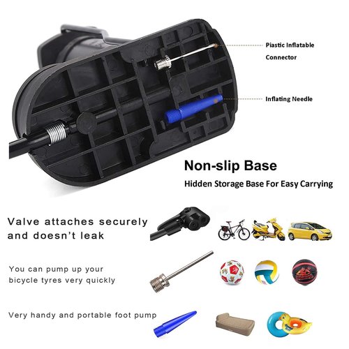 Mini Bicycle Pump Bike Foot Pump 120 PSI Foot Activated Floor Pump with Extra Sensitive Pressure Gauge Portable Air Pump with Gas Ball Needle for All Bike, Fits Presta & Schrader Valve