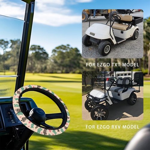 Mintulipy 13-14 Inch Golf Cart Steering Wheel Covers for Club Car,Colorful Turtle Anti-Slip Golf Cart Steering Wheel Covers,Golf Cart Accessories