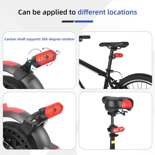 ulip Turn Signals for Scooter with Alarm, USB Charging Remote Control Split/Integrated Scooter Tail Light 4 Modes Waterproof Scooter Rear Lights 3PCS