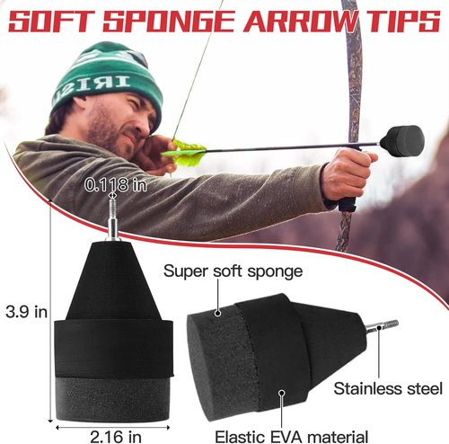 Eyourlife Foam Arrow Tips - 10 Pack Soft Sponge Arrowheads for LARP & Archery Beginners | Ideal for Outdoor Use