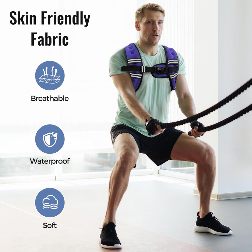 Skiennix Weighted Vest - Adjustable & Comfortable Rucking Vest for Walking, Running & Training | Reflective Stripe