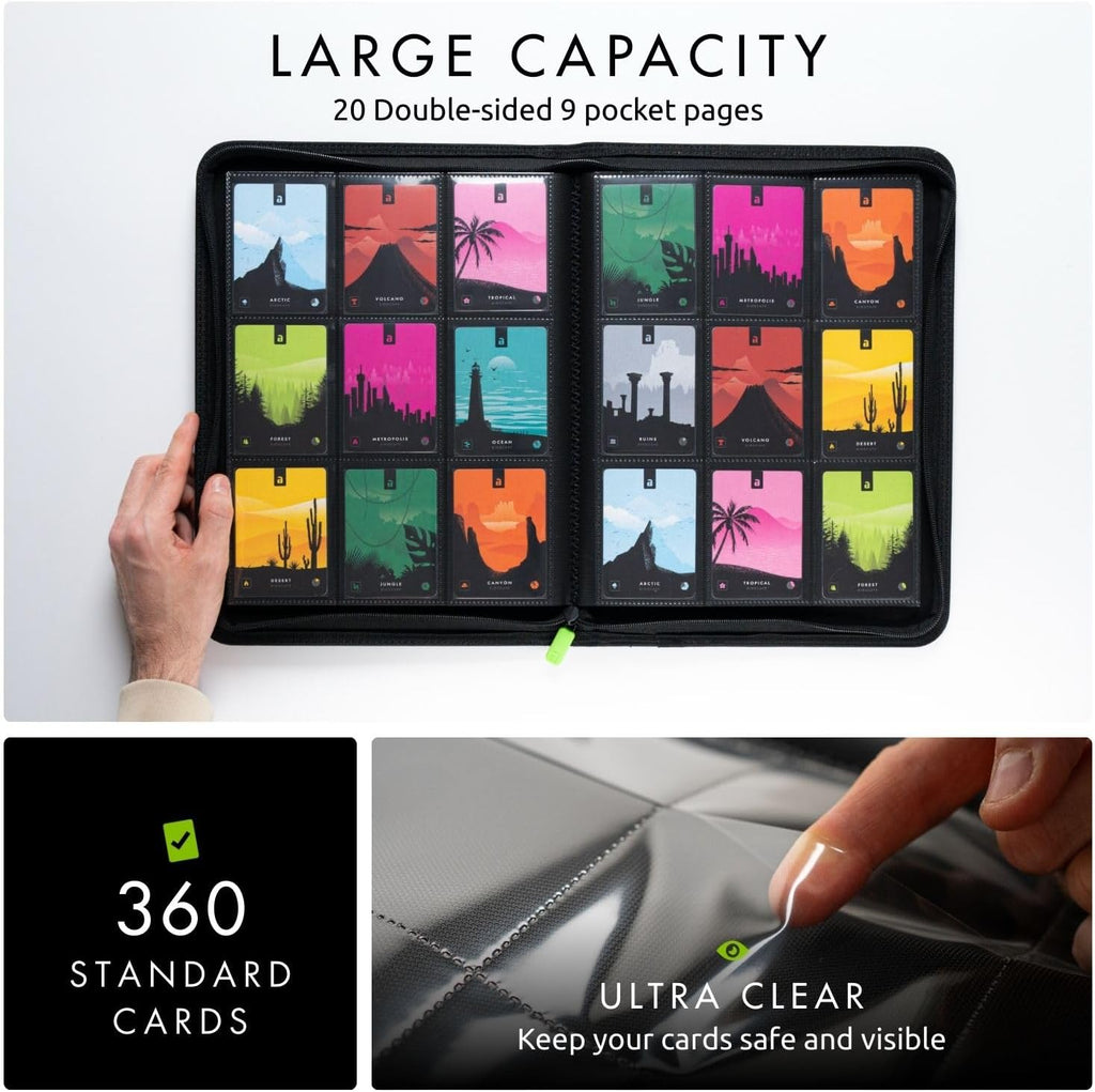 Vault X 9 Pocket Trading Card Binder - Premium Exo-Tec Material, Holds 360 Cards, Black