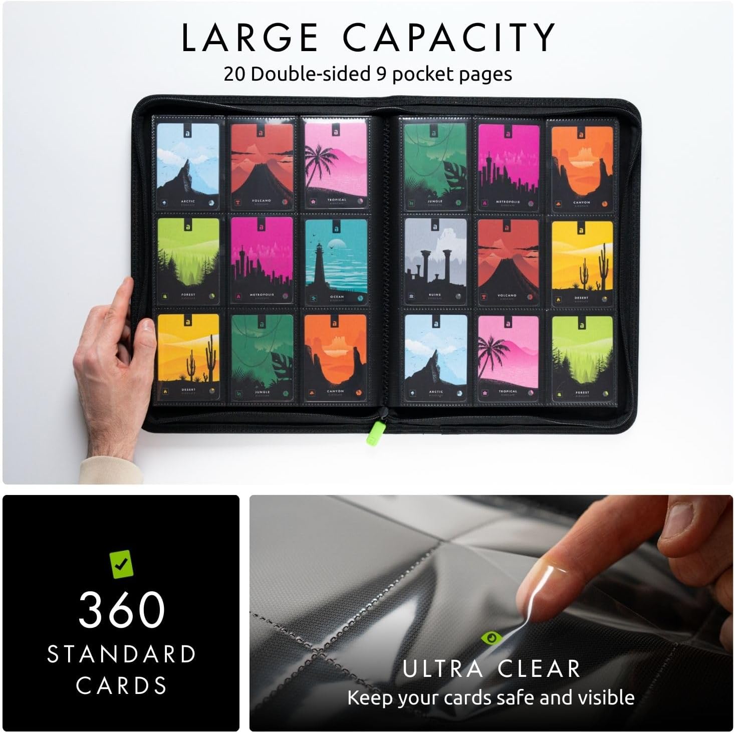 Vault X 9 Pocket Trading Card Binder - Premium Exo-Tec Material, Holds 360 Cards, Black