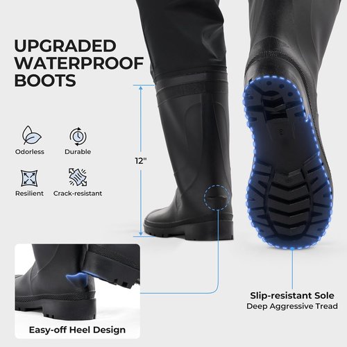 Calamus WaveWalker Waist Waders for Men - 100% Waterproof RipShield Fabric | Slip-Resistant Boots & Moisture-Wicking Insoles