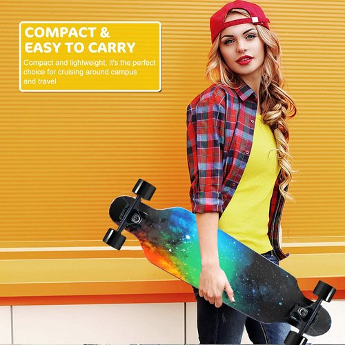 31" Longboard 7 Layers 31"x8" Skateboard Pro Complete 7Ply Maple Complete Cruiser for Cruising, Carving, Free-Style and Downhill with T-Tool