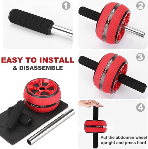 Ab Roller Wheel - Core Strength Training Equipment with Knee Pad | Home Gym Fitness Tool