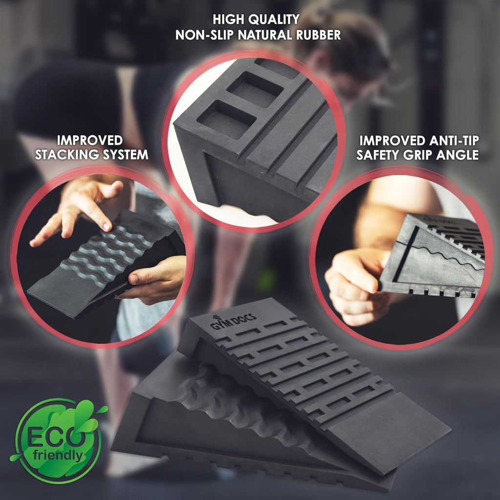 Squat Wedge Block - Doctor-Designed Adjustable Non-Slip Slant Boards for Heel Squats & Calf Stretching
