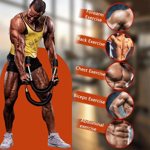 Twister Arm Trainer & 1 Pair Grip pad ,60-100lb Adjustable Chest & Arm Workout Tool with 2 Spring & Training Poster for Men & Women,Muscle Builder & Strength Training for Arms, Chest (Red)