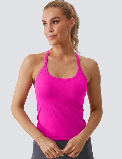 MathCat Workout Tank Tops - Sleeveless Athletic Shirts with Built-In Bra for Women | Seamless Racerback Design