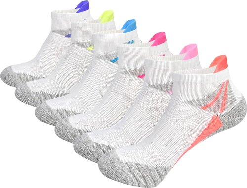 J.WMEET Women's Athletic Ankle Socks - Cushioned & Breathable Cotton | 6-Pack for Running