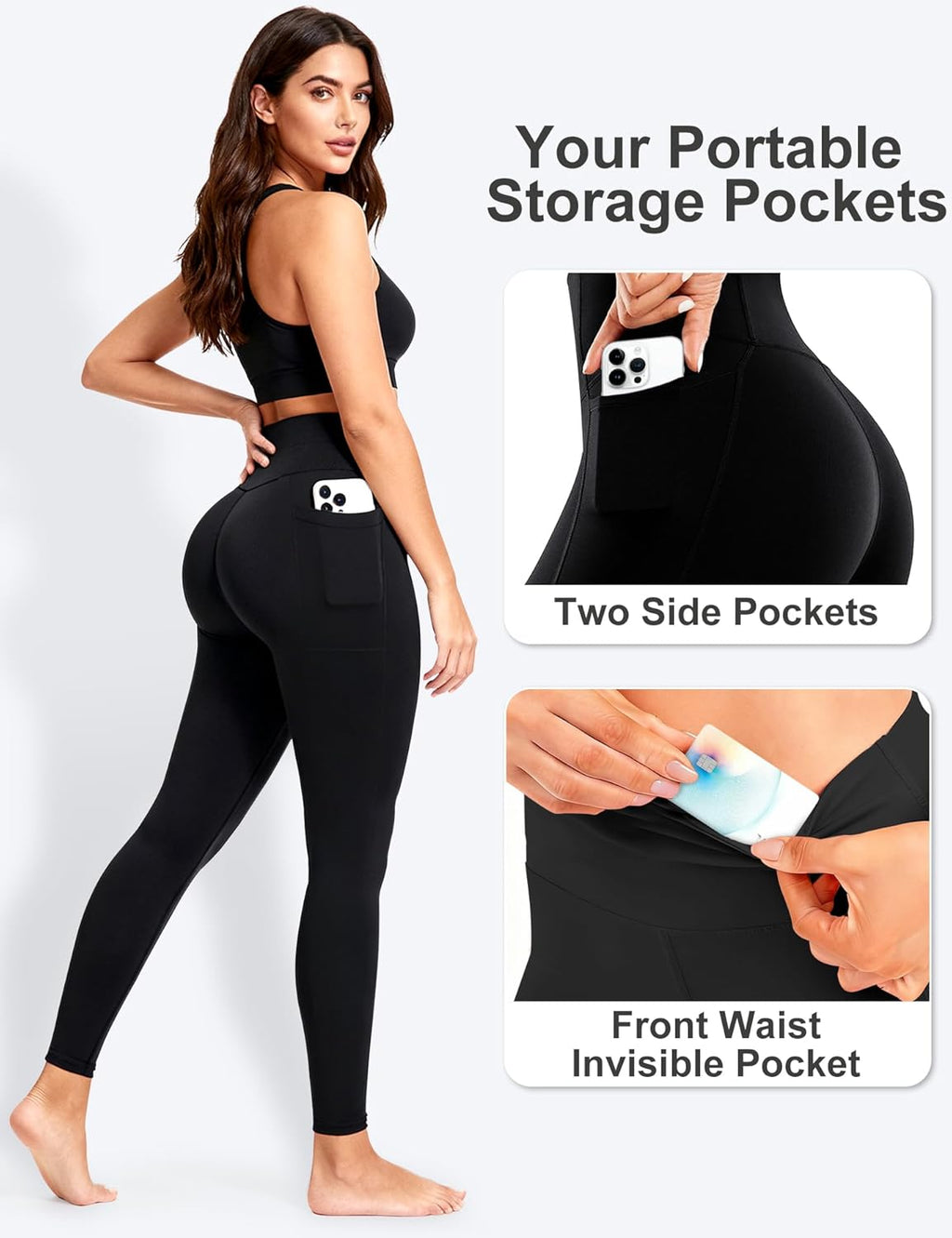 Bluemaple Leggings | High Waist Soft Yoga Pants with Pockets - Tummy Control for Women