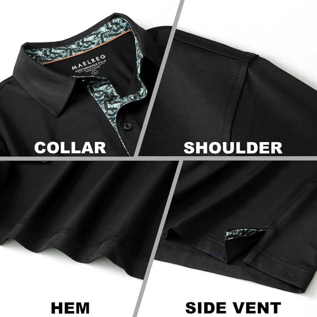 Skiennix Men's Polo Shirts - Stylish Dry Fit Performance Collared Golf Tops | Short & Long Sleeve Options