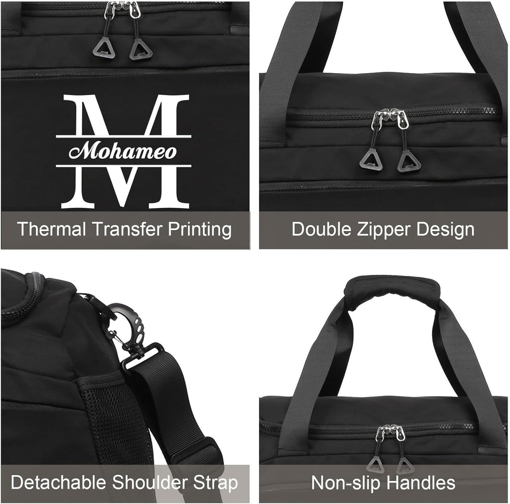 Skiennix Personalized Travel Duffel Bag - Custom Letter Oxford Cloth Gym Bag with Wet Pockets | Ideal for Men & Women