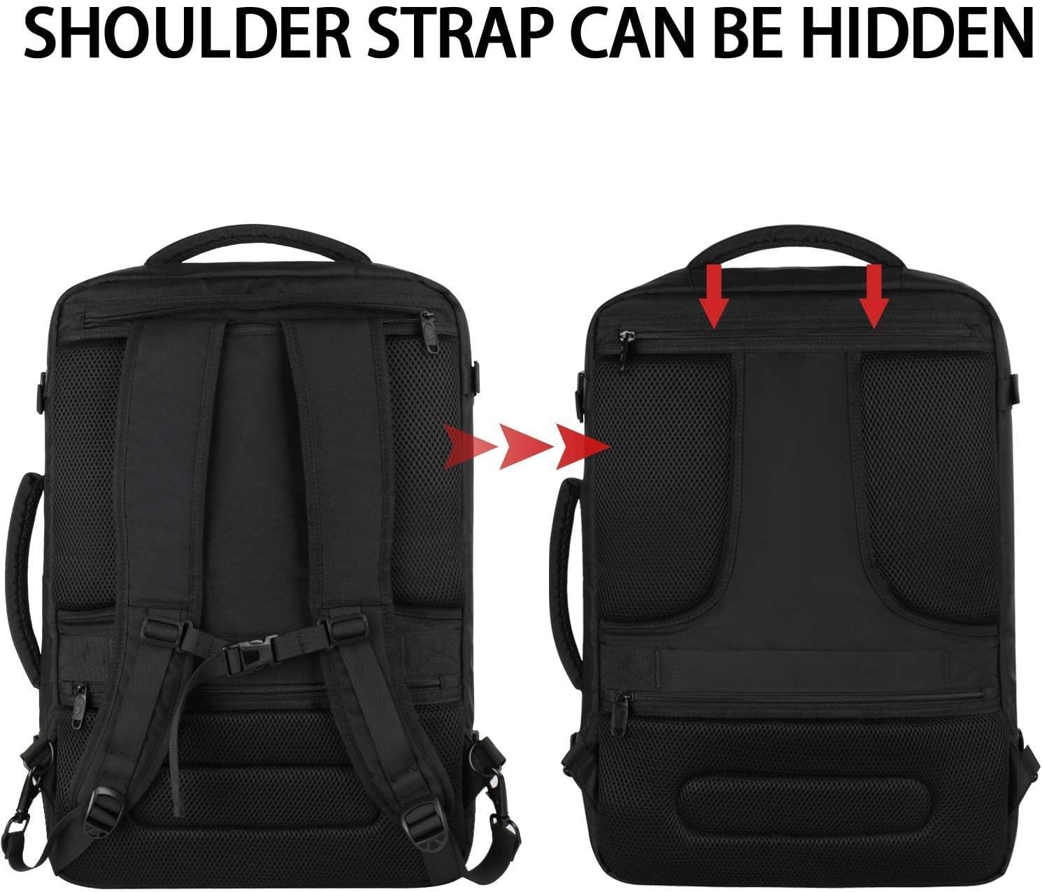 Vancropak Carry-On Backpack - 40L Expandable Travel Bag | Flight Approved & Water Resistant, Black