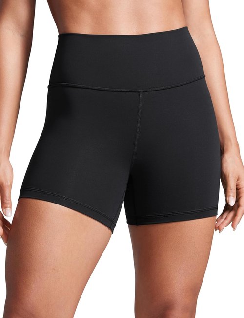 CRZ YOGA Biker Shorts - High Waisted 4'' Athletic Shorts for Yoga, Gym & Running | Tummy Control