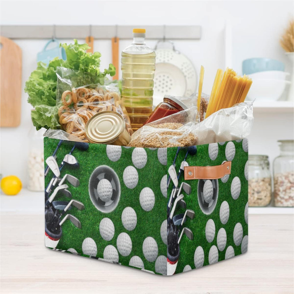 Skiennix Golf Ball Storage Basket - Foldable Fabric Organizer with Handle | Ideal for Home & Office
