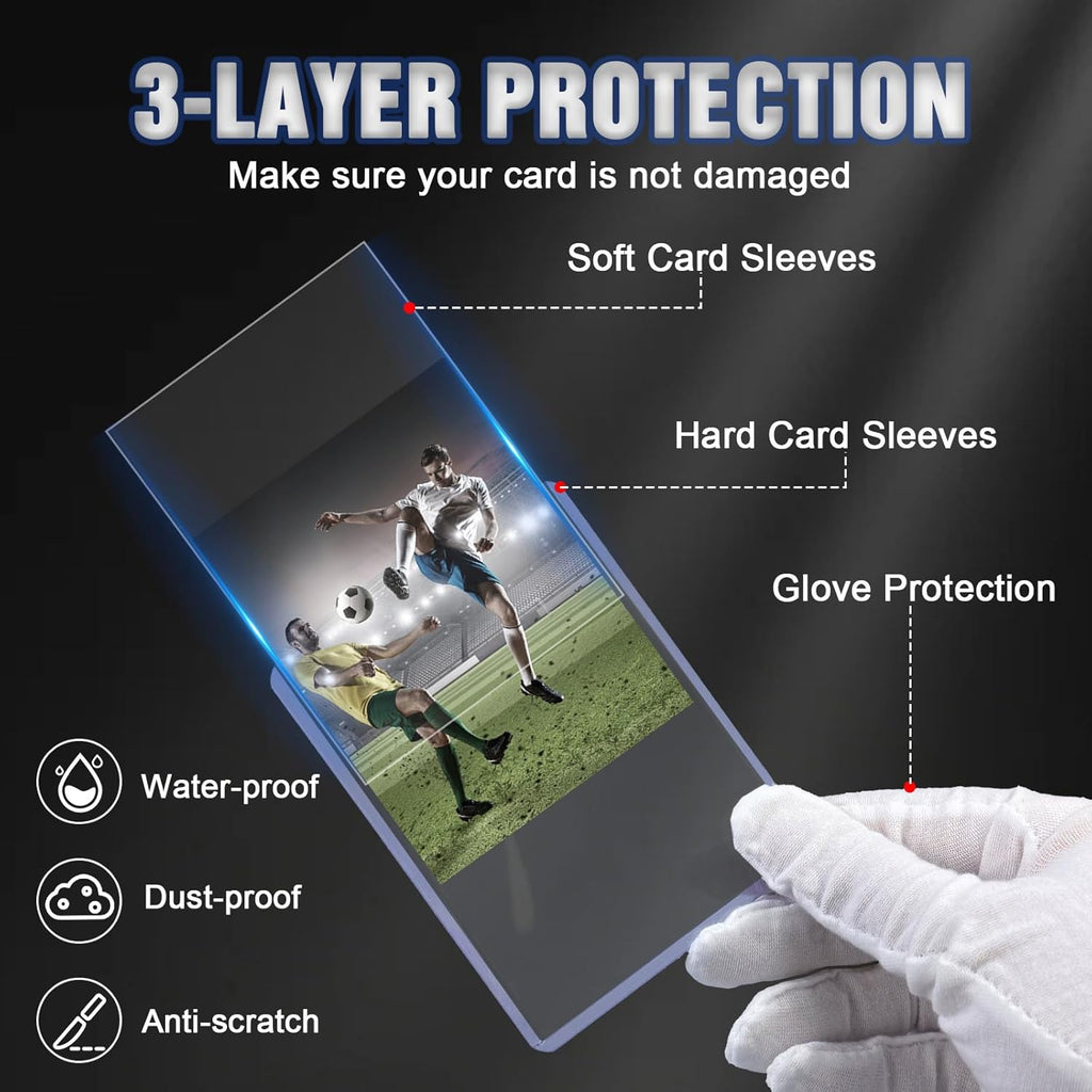Skiennix 200 Card Sleeves - Premium Hard Plastic Toploaders with 100 Penny Sleeves | 3" x 4" Protectors for Trading Cards