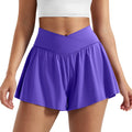 YEOREO Women's Athletic Shorts - Flowy Workout Skorts with Pocket for Running | Blue Violet XL