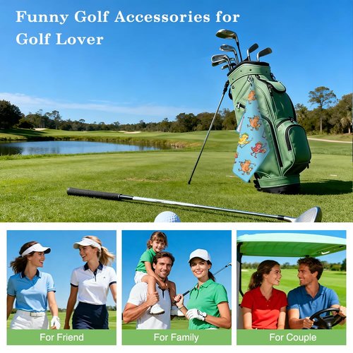 Juoqg Birdie Blue Golf Towel, Funny Birdie Golf Bag Towel with Clip, Golfing Accessories for Men Women, Sport Towels for Player, Golfing Gifts for Son Daughter, Birthday Gifts for Golfer Lover Friend