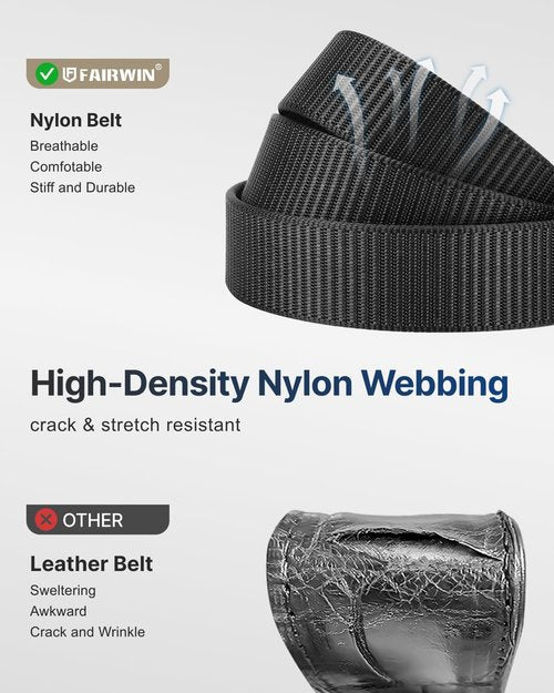 FAIRWIN Men's Ratchet Belt - Adjustable Nylon Tactical Belt for Golf, Work, and Outdoor Activities