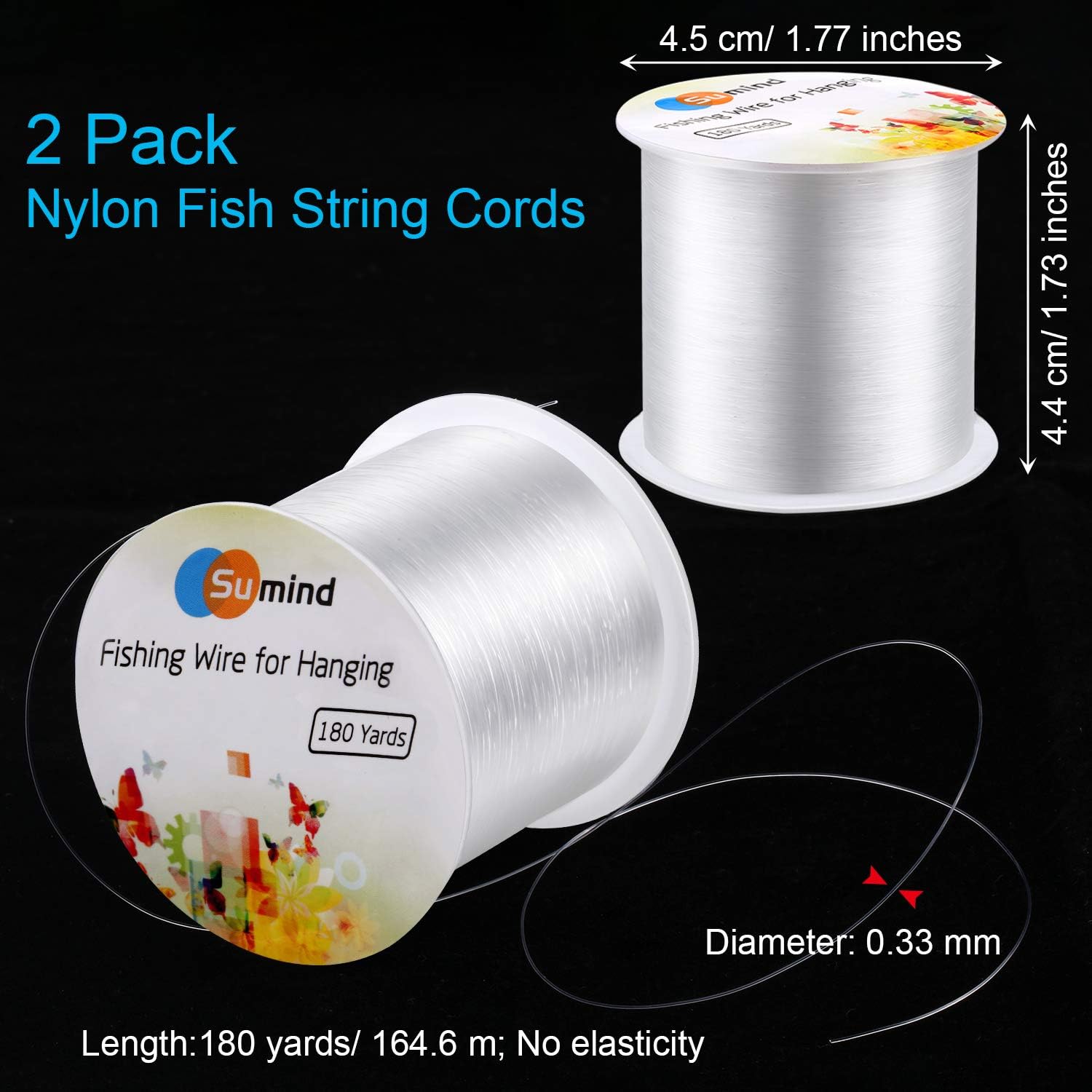 Sumind Fishing Line - Clear Nylon Thread for Crafting & Beading | 0.3mm, 360 Yards (1080ft)