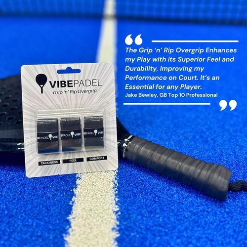 VIBEPADEL | Padel Grip for Tacky Feel | Grip 'n' Rip Padel Overgrip | Padel Racket Grip Tape | Padel, Pickleball, Squash and Badminton Racket Grip Tape | Padel Accessories and Padel Gifts | 3 Pack