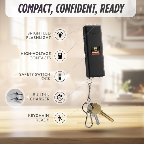 Guard Dog Security Mini Stun Gun Flashlight - Rechargeable Self Defense Keychain | High Voltage Safety Device