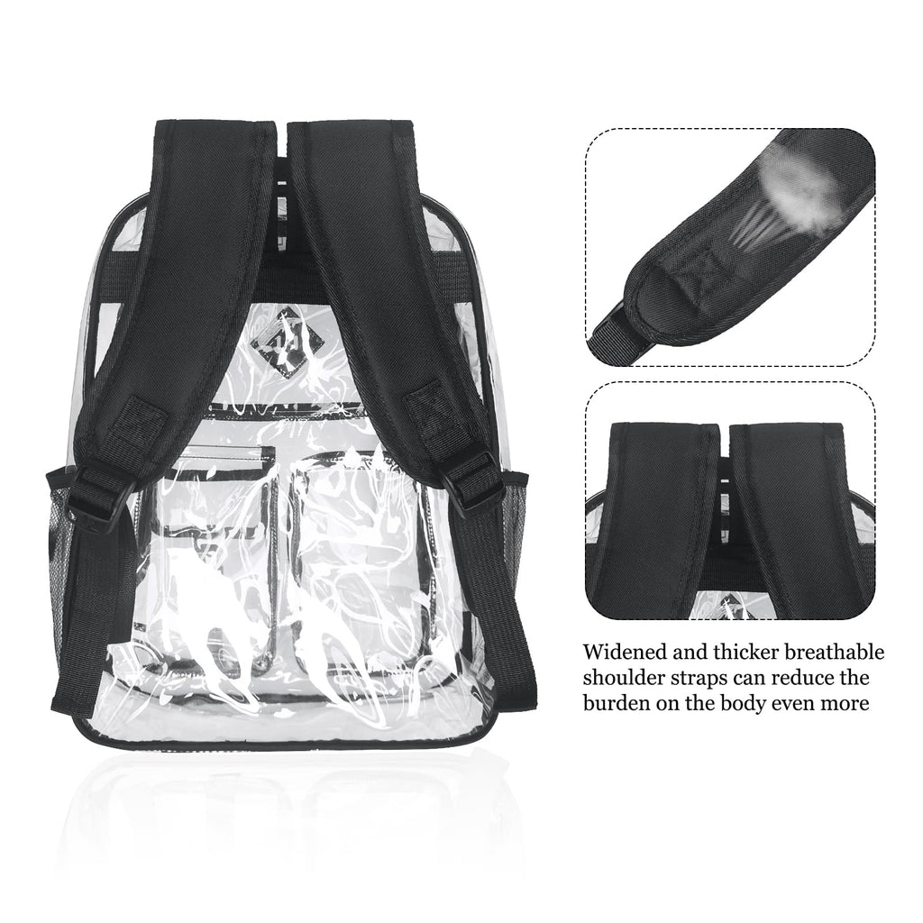 Clear Backpack Heavy Duty Large PVC Transparent See Through Backpacks Work Travel Stadium Approved Festival Backpack (Black)