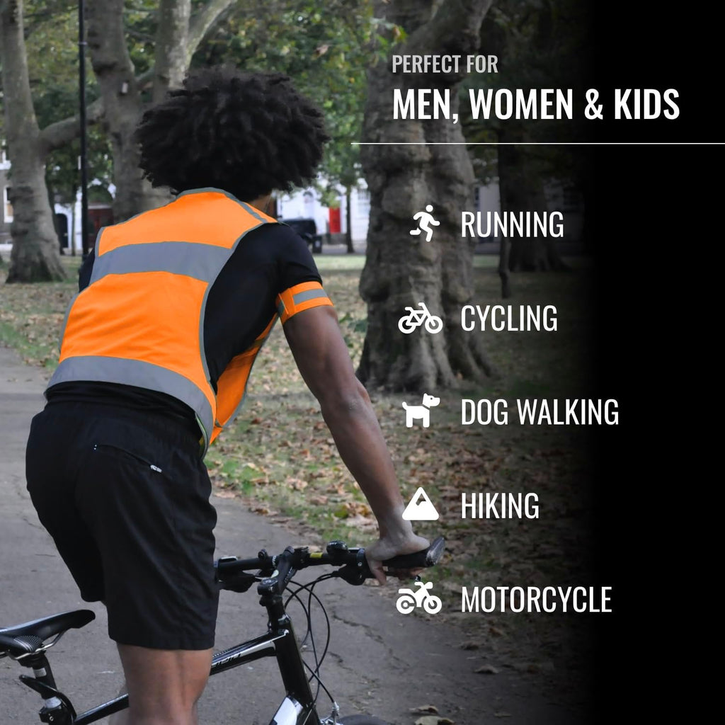 Skiennix Reflective Running Vest - High Visibility with Inside Pocket & 2 Bands for Night Safety