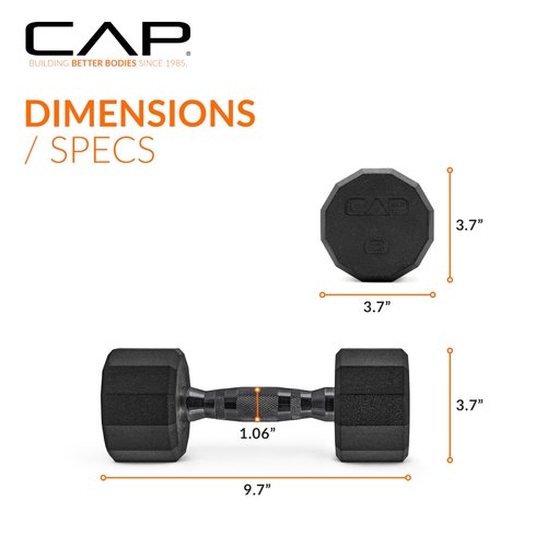 CAP Barbell 12-Sided Coated Dumbbell with Black Handle, Pair, 8 LB