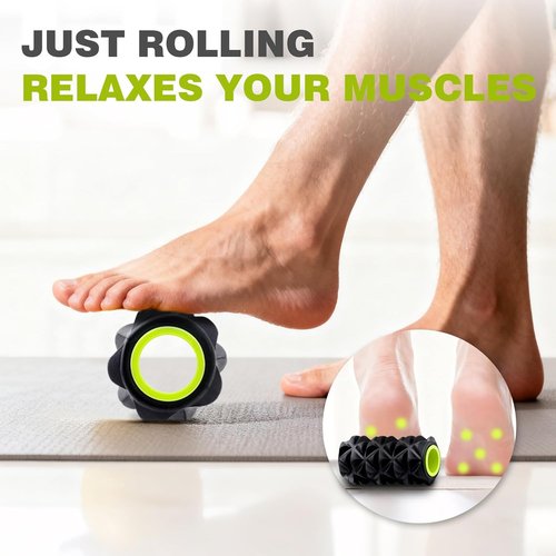 Back Roller Wheel - 5 Pack Yoga Foam Rollers for Deep Tissue Massage & Pain Relief | Green
