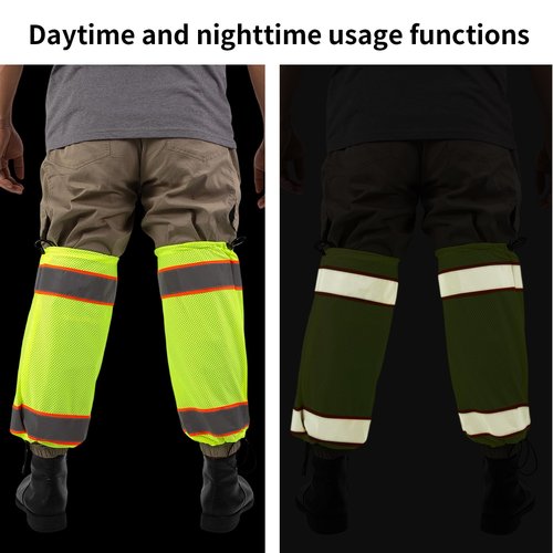 High Visibility Reflective Unisex-adult Work Leg Gaiter,Hi Vis Reflective Classic Two-tone Mesh Leg Gaiters (Yellow)