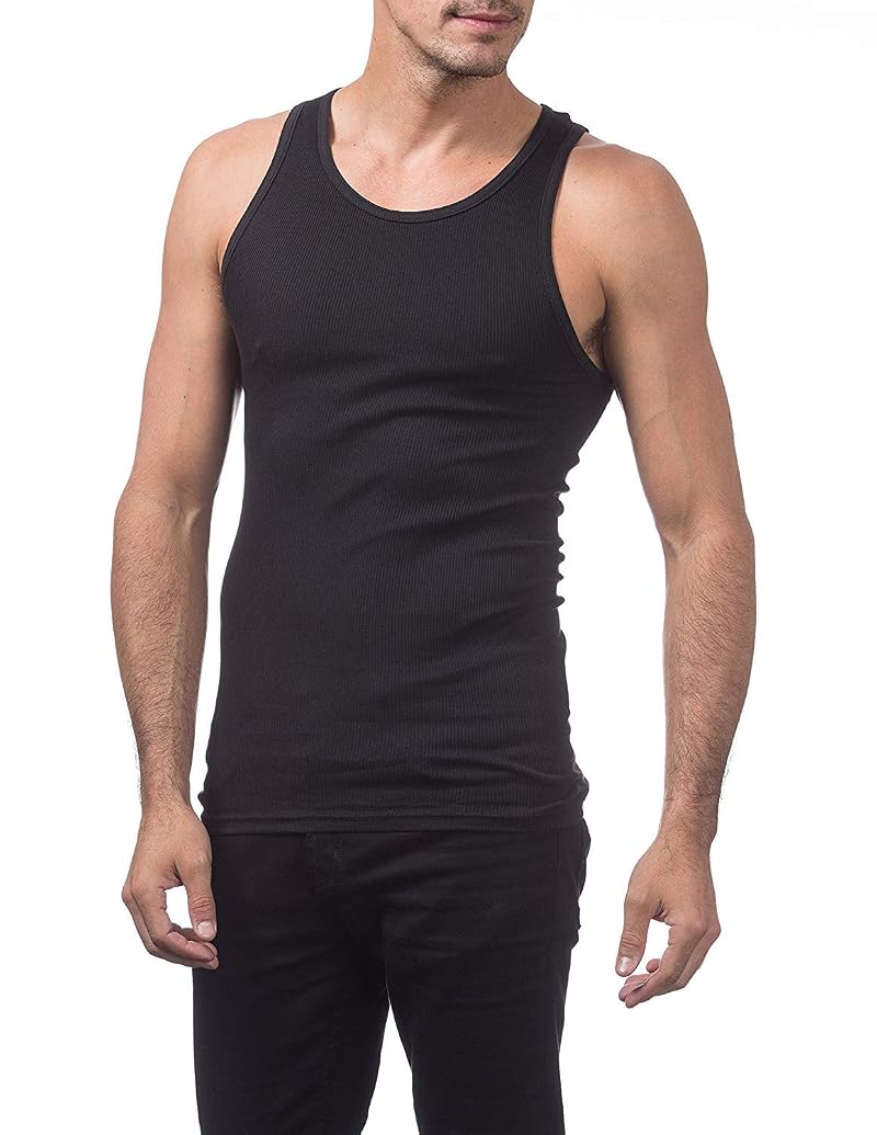 Pro Club Men's Premium Ringspun A-Shirt Tank Top – 3 Pack, Black, XL
