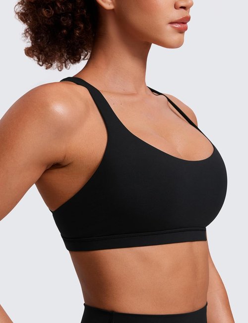 CRZ YOGA Strappy Sports Bra for Women - Wireless Padded Cami with Criss Cross Back Design