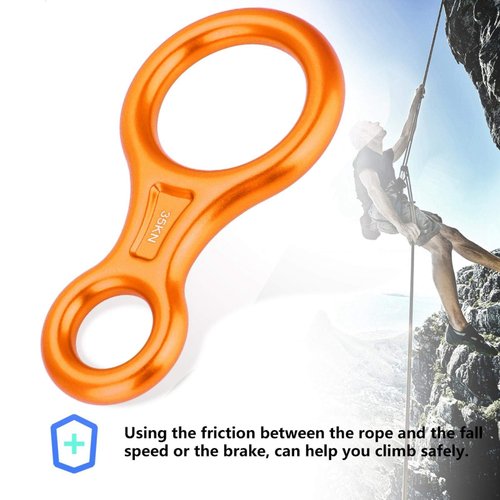 AMONIDA Climbing Ring, 35kn Aluminum Alloy Climbing Rappel 8 Ring Keep Climbing Ring, 8-13mm Hole Diameter, for Rappel System, Fire Rescue, Working Aloft(Orange)