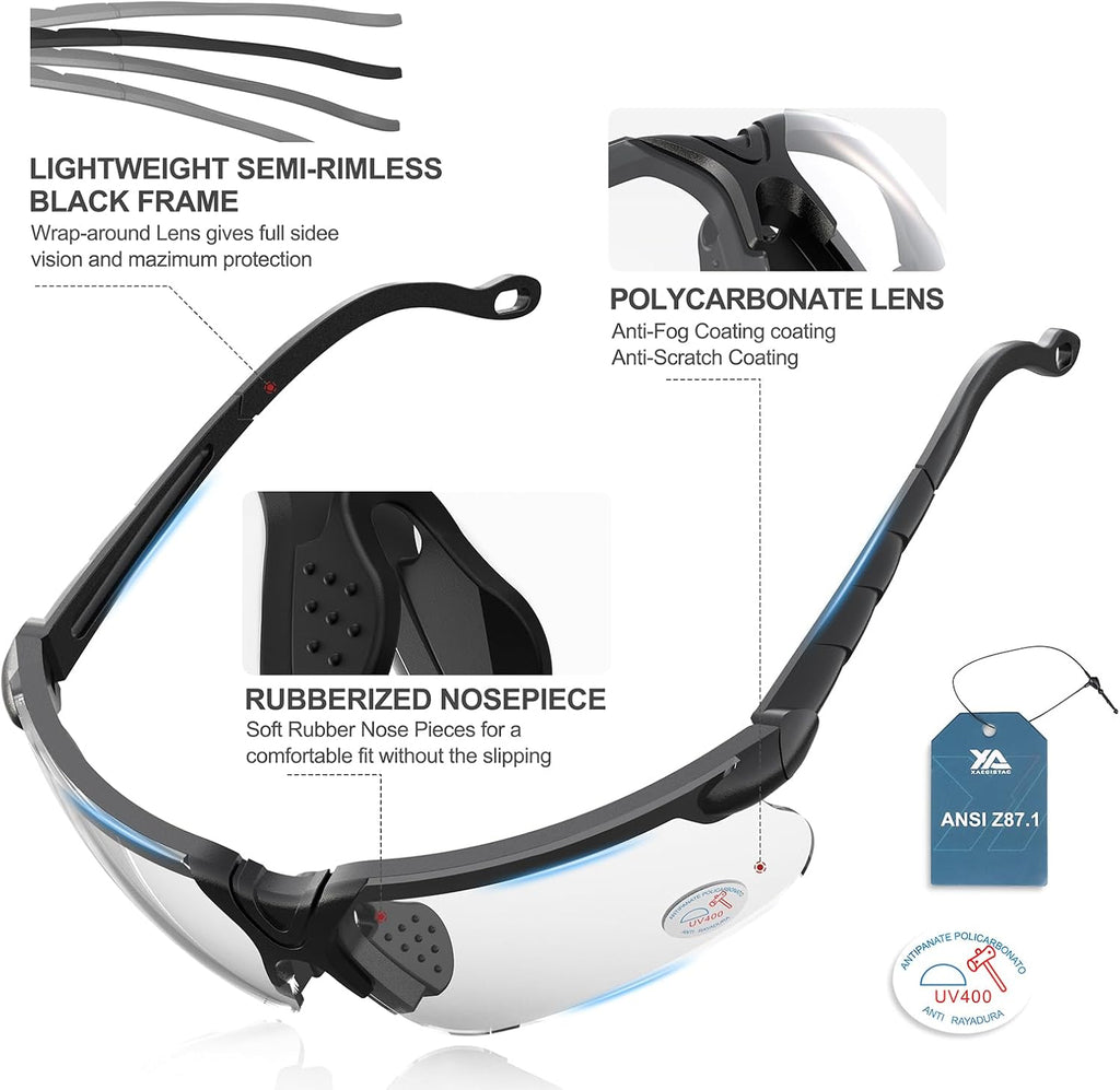 Xaegistac Shooting Glasses - Anti-Fog Safety Eyewear with Case for Adults