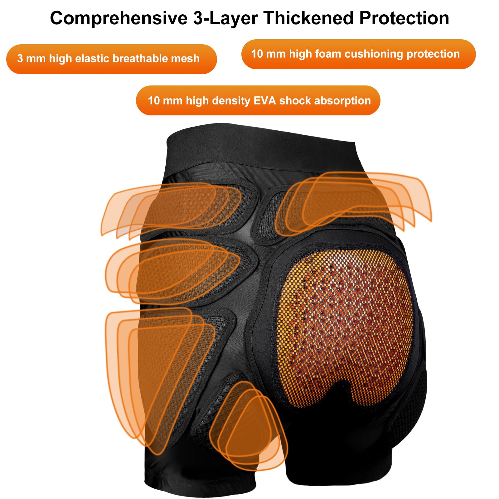 Protective Padded Shorts Crash Pad, PU Hip Butt Pads Impact Gear for Youth Ladies Women, Tailbone Protection Pad for Ski Snowboarding Skating Skateboard