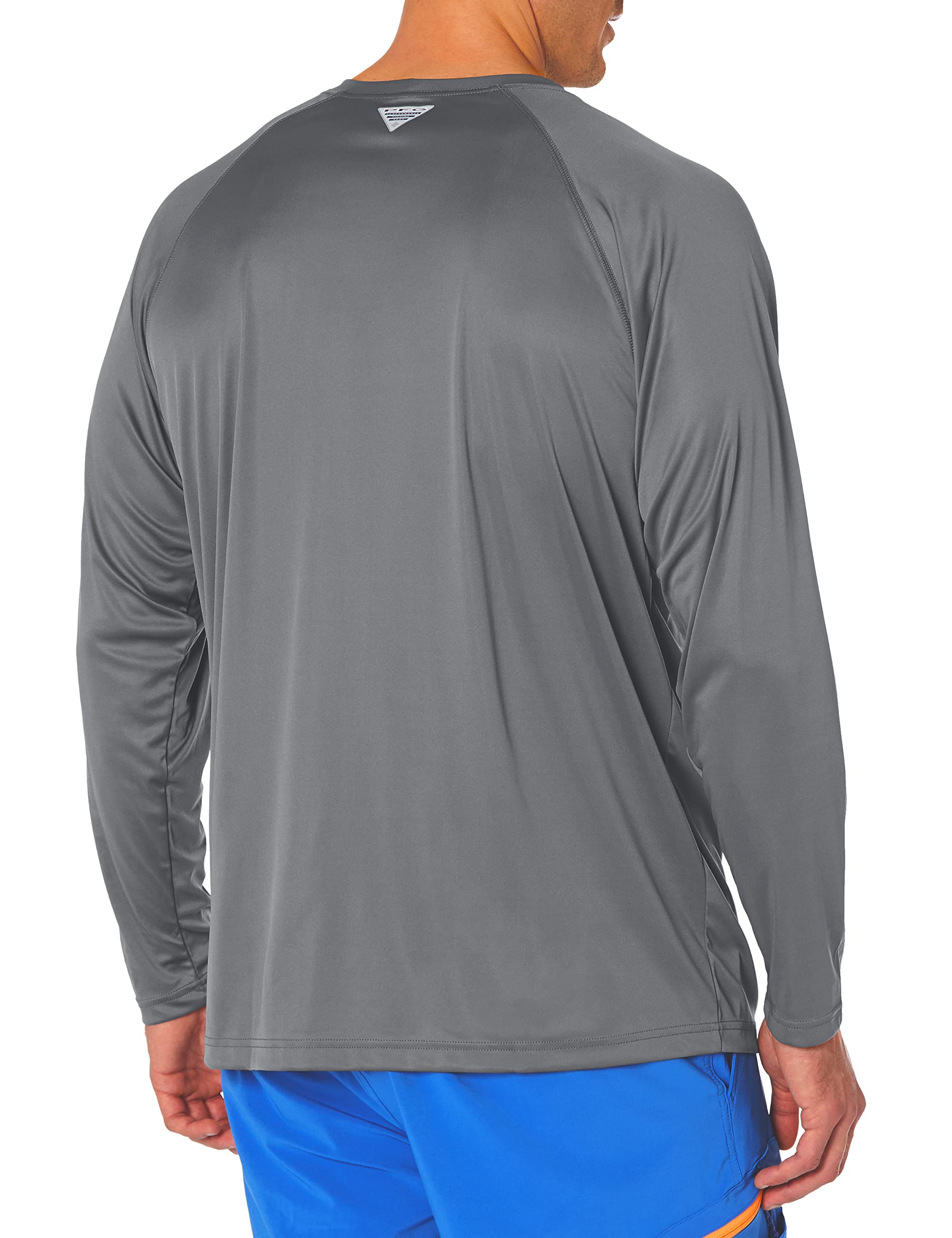 Columbia Men's PFG Terminal Tackle Long Sleeve Fishing Shirt, City Grey/Black Logo, 2X
