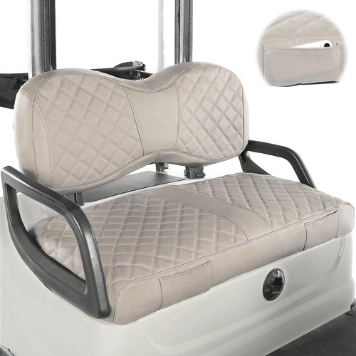 Golf Cart Seat Covers Fit for Yamaha G29/Drive2 Standard Front Seat Cushion,Vinyl Leather Yamaha Seat Cover Retractable Buckle Drawstring Storage Pouch,No Stapler Needed Replacement Seat Cover(Beige)