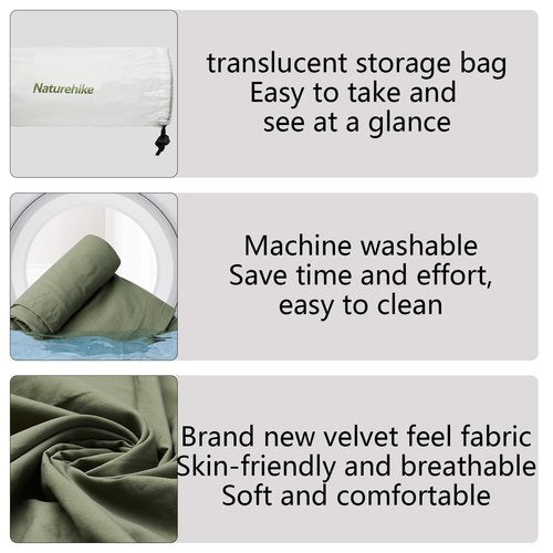 Naturehike Sleeping Bag Liner Ultra-Light 4.51oz - Adult Sleep Sack & Travel Sleep Sack Travel Sheets & Camping Sheet for Backpacking, Hotel, Hostels, Comfy & Easy Care, Full-Length (Hiking Green)