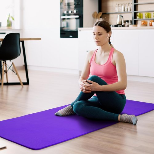 Fitvids Yoga Mat - Extra Thick 1/2-Inch High Density Anti-Tear Exercise Mat with Carrying Strap