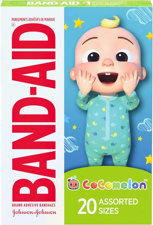 Band-Aid Brand First Aid Bandages - CoComelon Characters for Kids & Toddlers | Sterile, 20 Ct Assorted Sizes